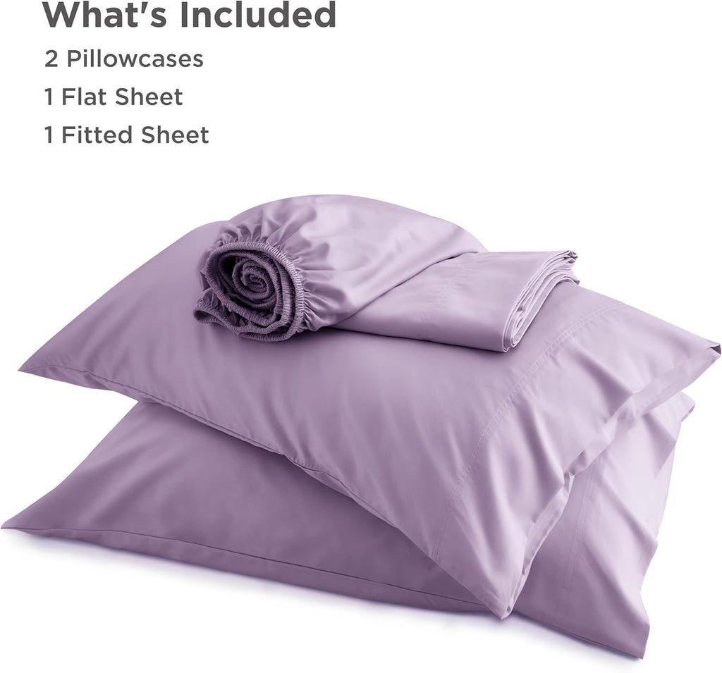 Bedsure King Size Cooling Sheets Set - Breathable & Soft Rayon from Bamboo, Deep Pocket, Lilac
