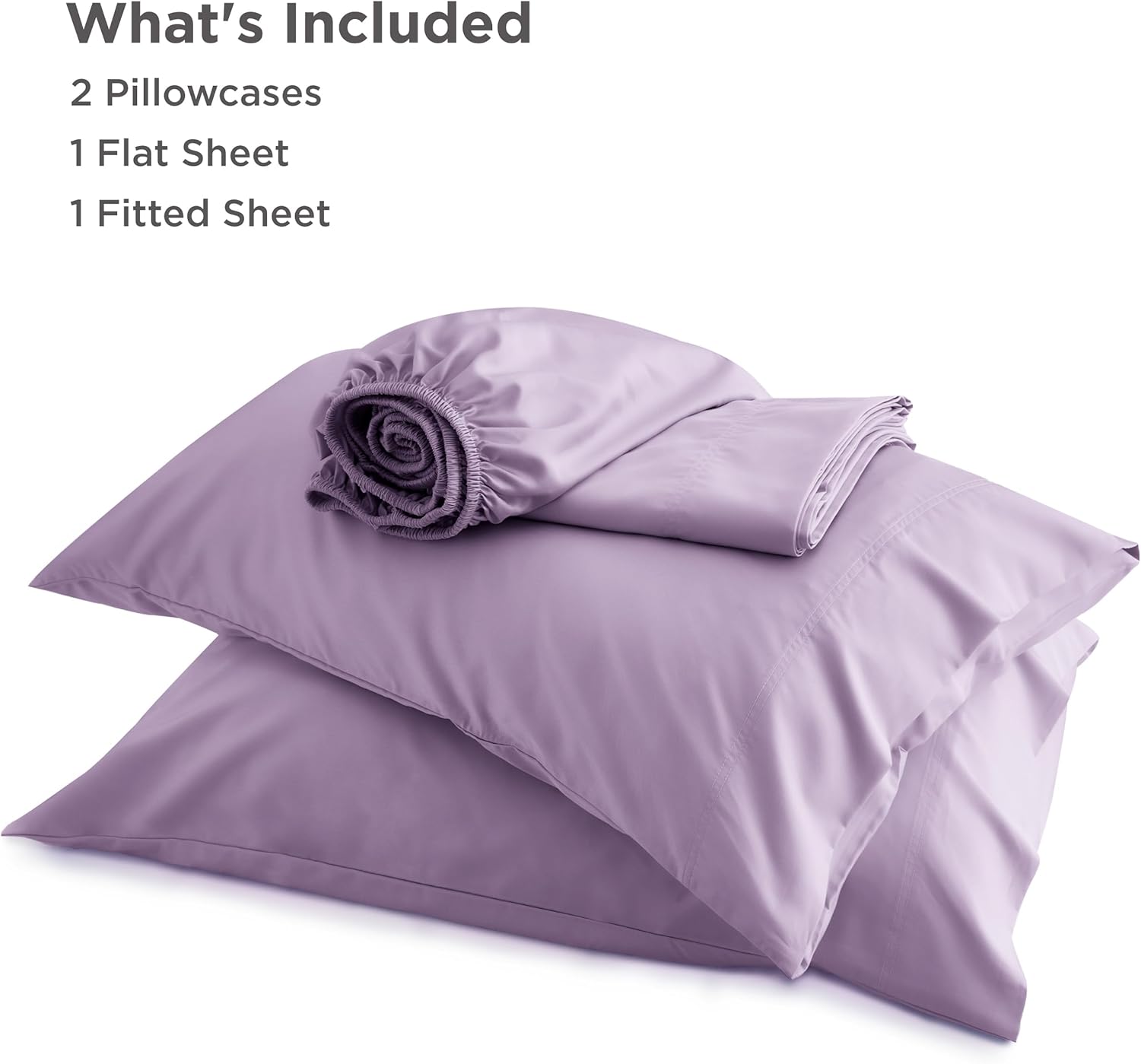 Bedsure King Size Cooling Sheets Set - Breathable & Soft Rayon from Bamboo, Deep Pocket, Lilac