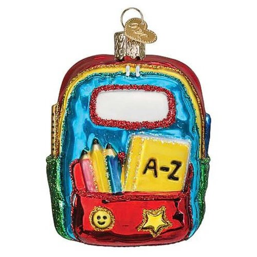 Old World Christmas First Day of School Glass Blown Ornament for Christmas Tree, Handcrafted Holiday Decoration, Teacher Collection