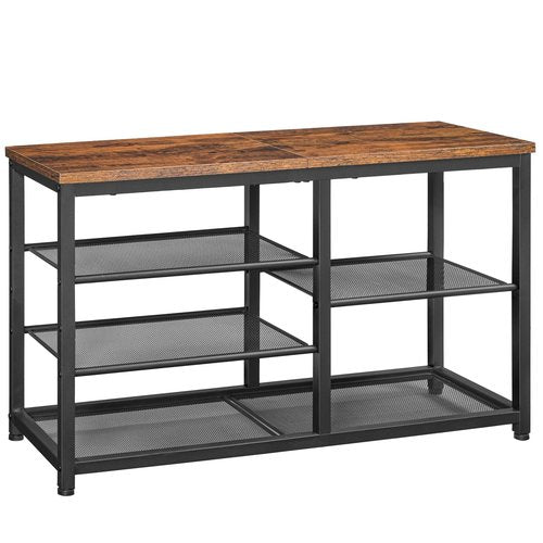HOOBRO Shoe Bench, 5-Tier Shoe Rack Bench, Entryway Bench with Shoe Storage, Shoe Storage Organizer, 31.5" L Shoe Storage Bench for Entryway, Hallway, Space Saving, Rustic Brown and Black BF36HX01