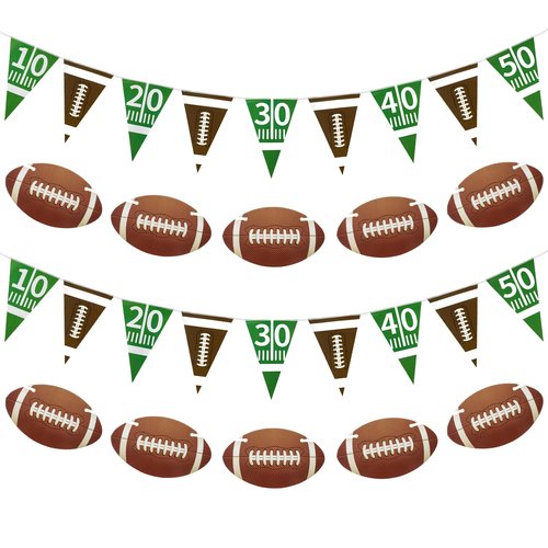 Lukinuo Football Party Banner 4Pcs American Football Pennant Banner Rugby Party Garland Football’s Triangle Banners Flags for Sports Birthday Party Game Day Tailgate Party Supplies