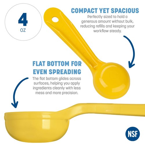 Carlisle FoodService Products Measure Miser Solid Measuring Spoon with Short Handle, 1 Ounce, Yellow (Pack of 12)