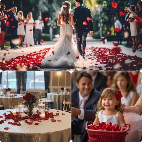 (Pre-Separated, Scented) WAKISAKI Artificial Silk Rose Petals for Wedding Flower Petals for Romantic Special Night, for Proposal, Anniversary (1,000 PCS, Dark Red)