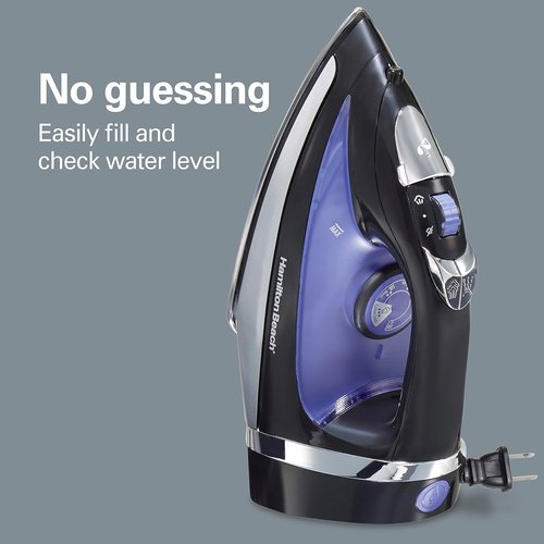 Hamilton Beach Steam Iron - 1200 Watts Garment Steamer with Stainless Steel Soleplate & 8’ Cord | Black (Pack of 2)