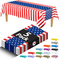 USA Flag Premium Plastic Tablecloth - 5 Pack | 108 x 54 in. Disposable Rectangle for July 4th Parties