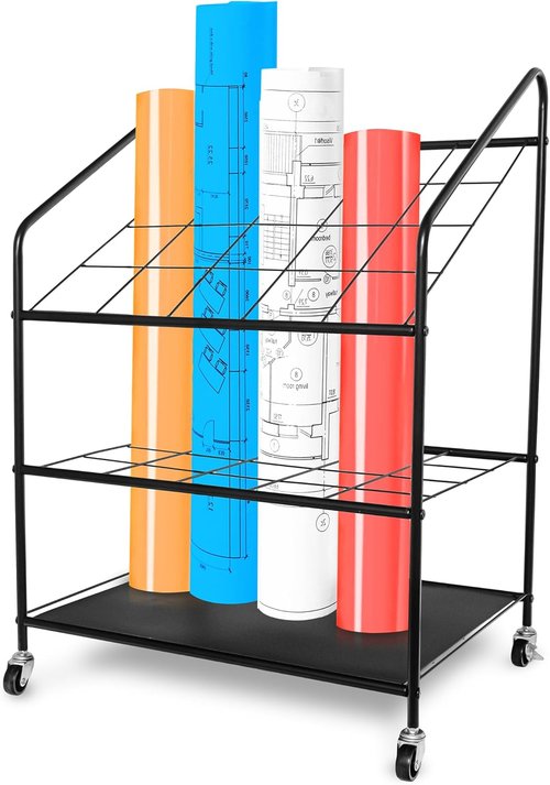 Blueprint Holder Storage Organizer - 20-Compartment Blueprint Rack for Posters, Maps & Papers