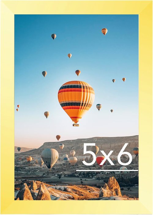 JCJMY 5x6 Gold Picture Frame - Versatile Wall or Tabletop Display with Shatter-Resistant Plexiglass