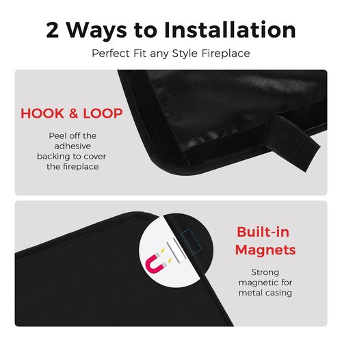 NABOWAN Magnetic Fireplace Cover Easy Install - Indoor Fireplace Blanket to Block Cold Air Reduce Energy Costs, Fireplace Draft Stopper with Full Frame Hook & Loop and Built-in Magnets (32 x 36 Inch)