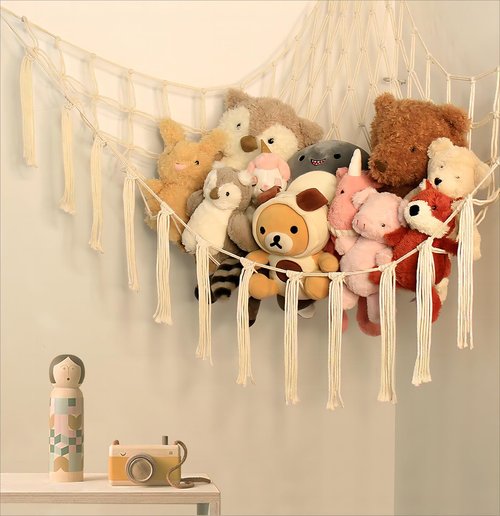 Mirolam Stuffed Animal Storage Hammock Net - Large Corner Organizer for Baby Nursery Decor