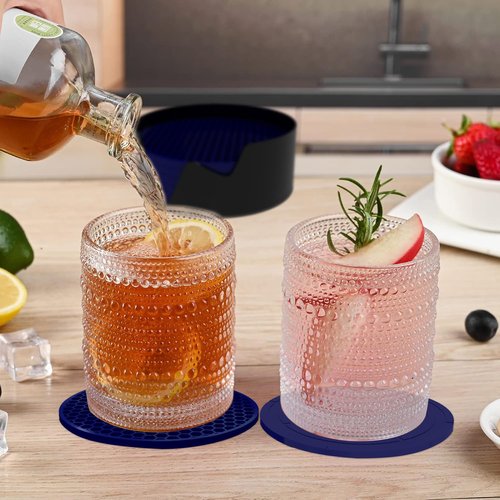YUGUARD Silicone Coasters [8 Pack] with Holders Drink Coasters, for Hot or Cold Drinks Thickened, Non-Slip, Non-Stick (Black)