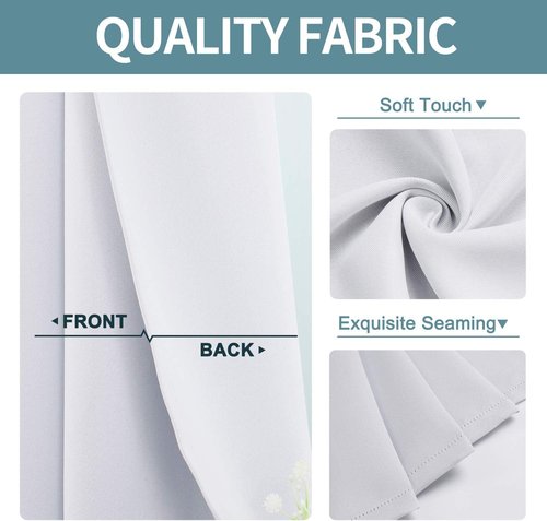 ChrisDowa Grommet Blackout Curtains - Thermal Insulated Room Darkening Panels, Greyish White, 52W x 45L