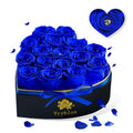 Vryblos Forever Blue Roses in a Box Heart Shaped 16 Preserved Flowers for Delivery Grade A Quality 100% Real Immortal Flower Eternal Birthday for Her Mom Women Wife Girlfriends (Heart-Blue)