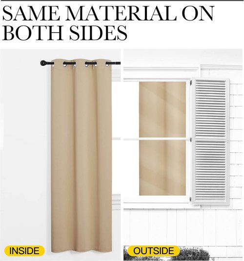 NICETOWN Blackout Curtains - Thermal Insulated Grommet Drapes for Bedroom | Set of 2 Panels, 55x78 Inch, Biscotti Beige