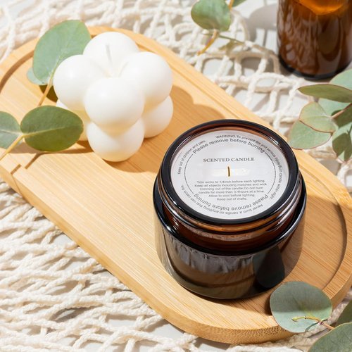 MECCANIXITY 60 Pcs Candle Dust Covers, 5cm/2" Round Printed Translucent Candles Drip Protectors Lid Accessories Letter Pattern for Craft Fragrance Making Jars Boxes Packaging