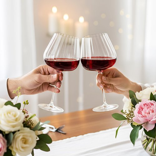 Acellegic Set of 6 Ribbed Wine Glasses, Stemmed Wine Glasses, Vintage Ribbed Glassware Sets for Red White, Champagne Sparkling Tasting, Cocktail, Anniversary, Dinner Party, Wedding(20 oz,Burgundy)