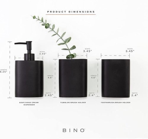 BINO 3-Piece Bathroom Accessories Set - Stylish Soap Dispenser, Toothbrush Holder & Tumbler for Elegant Decor