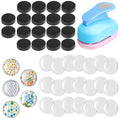 Honeydak 121 Pcs Fridge Glass DIY Magnets Making Kit Include 1.34-1.5inch Paper Punches Large Ferrite Magnets Maker with Clear Glass Cabochons for Craft DIY Refrigerator Magnet Office(Round)