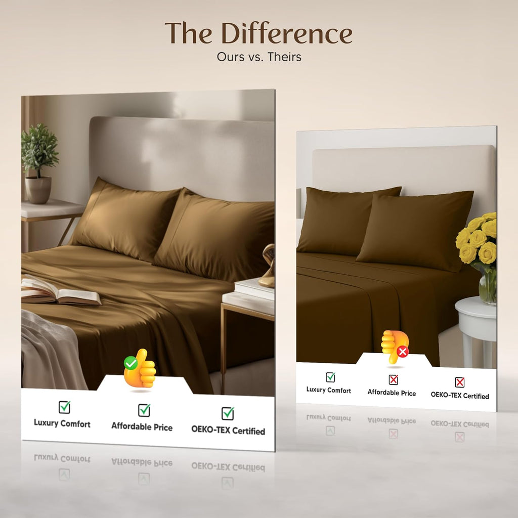 Utopia Bedding Full Size Sheet Set - Soft & Breathable 4-Piece Microfiber Bed Sheets | Oeko-Tex Certified (Mocha)