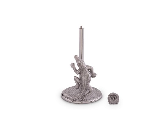 Arthur Court Designs Aluminum Alligator/Gator/Crocodile Paper Towel Holder Aluminum Metal Standing Tall on Countertop 12.5 inch Standing Tall