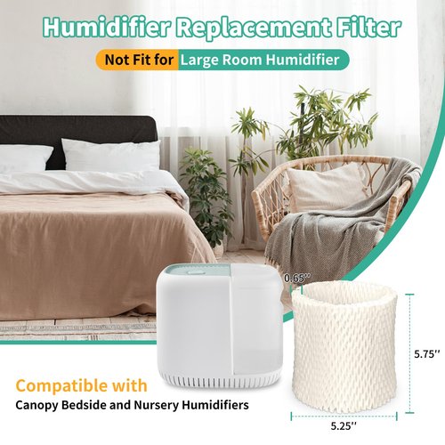Keycci Canopy Humidifier Filter Replacement, Canopy Filter Compatible with Bedside & Nursery Canopy Humidifiers, Wood Pulp & Paper Honeycomb Filters (2pcs, White)