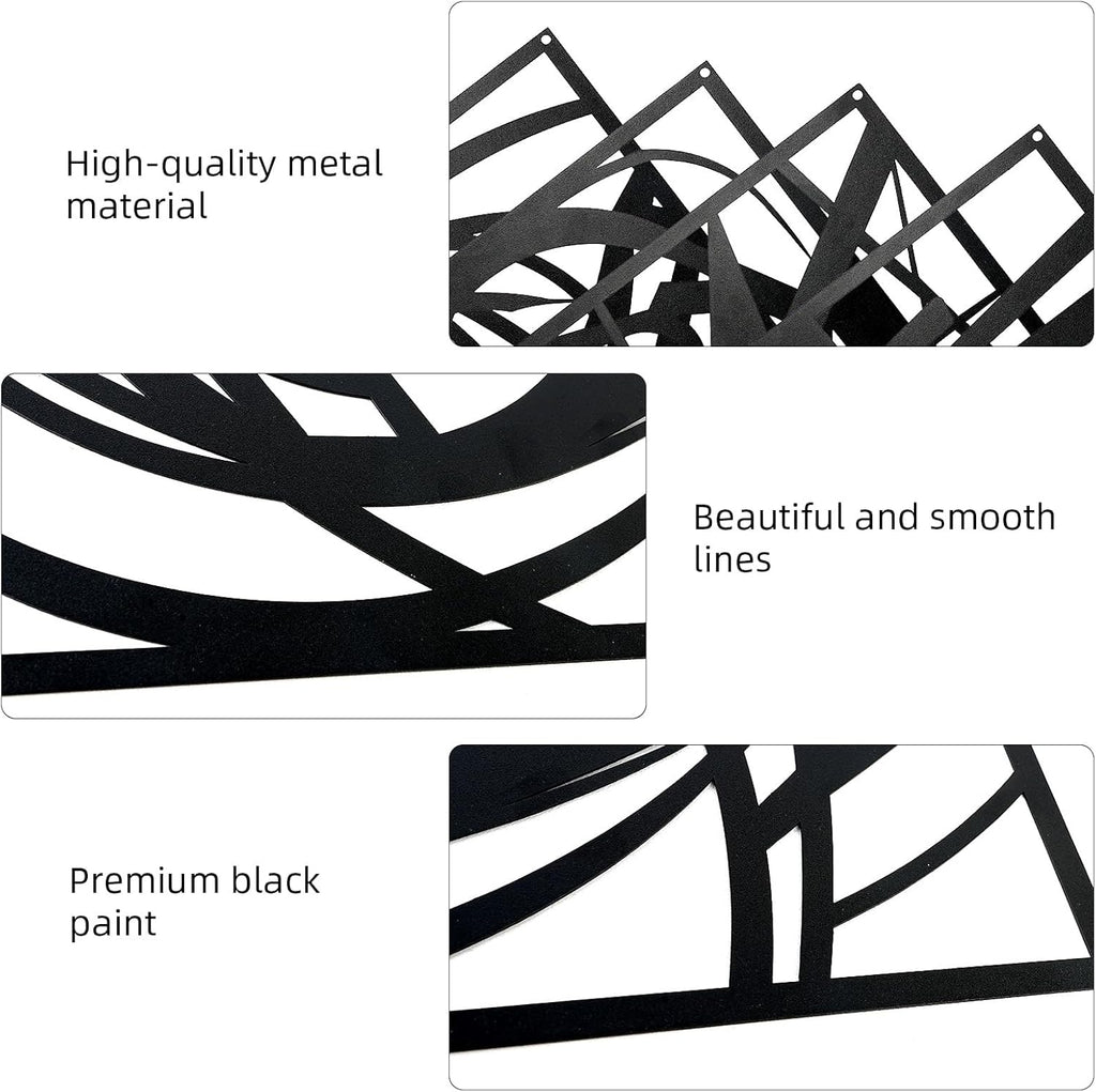 Skiennix Black Abstract Metal Wall Art - Modern Minimalist 3D Textured Decor | 15.7 x 10.6 Inch for Living Room, Bedroom, Office