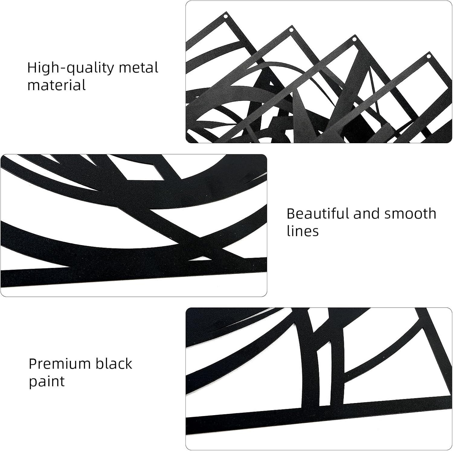 Skiennix Black Abstract Metal Wall Art - Modern Minimalist 3D Textured Decor | 15.7 x 10.6 Inch for Living Room, Bedroom, Office