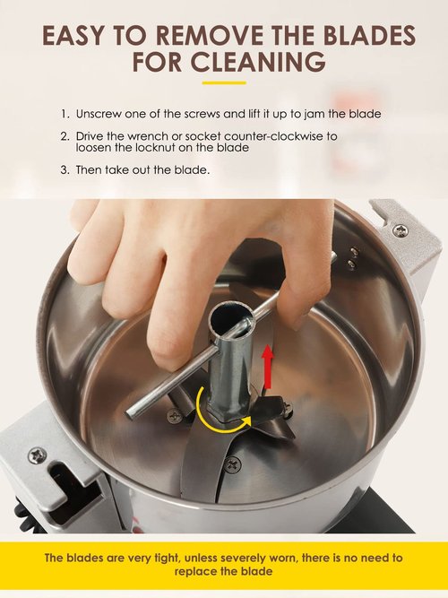 CGOLDENWALL Safety Upgraded Electric Grain Grinder Mill High-speed Dry Spice Herb Mill Grinding Machine with 1500W Commercial Motor Overload Protection CE 110V (300g Hand-held Type)