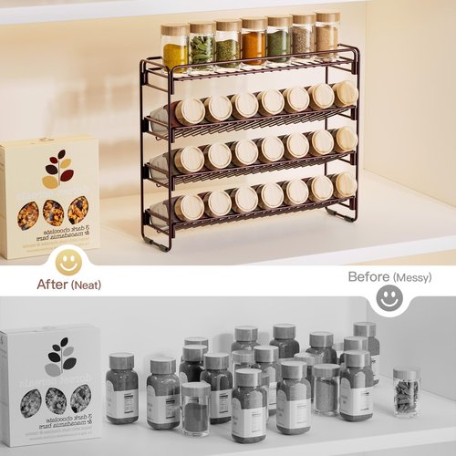 PanPanPal 4 Tier Spice Rack Organizer for Cabinet, Detachable Spice Rack for Countertop, Freestanding Spice Organization for Cabinet, Seasoning Organizer for Kitchen Pantry (13.4" Wx11.2 H, No Jars)
