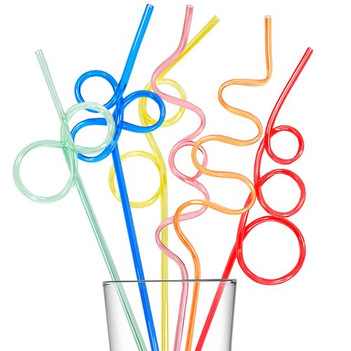Cinco De Mayo Fiesta Party Supplies Decorations-30PCS Crazy Straws for Kids Birthday Party Favors Decor,Reusable Plastic Drinking Straws for Classroom Activities Goodie Bags Stuffers Gift Carnival