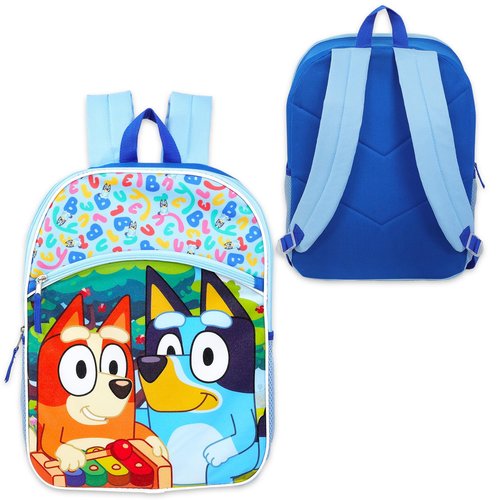 Bluey Backpack for Kids - Bundle with 16" Backpack Plus Water Bottle, Stickers, More | Bluey and Bingo School Bag for Girls