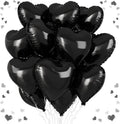 Black Heart Balloons - 18 Inch Romantic Foil Balloons | 12PCS for Weddings, Graduations & Anniversaries