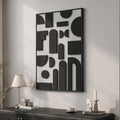Framed 3D Black and White Abstract Wall Art - Modern Geometric Block Artwork for Home Decor | 24x36 In
