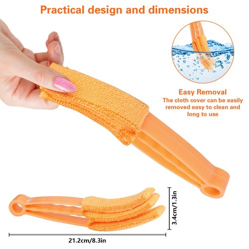 4Pcs Window Venetian Blind Cleaner Duster Tool,Feather Blind Duster for Cleaning,Washable 7 Finger Dusters Brush Dusting Cleaner Tool for Window Shutters Air Conditioner Vinyl Wood Blinds + 4 Cover