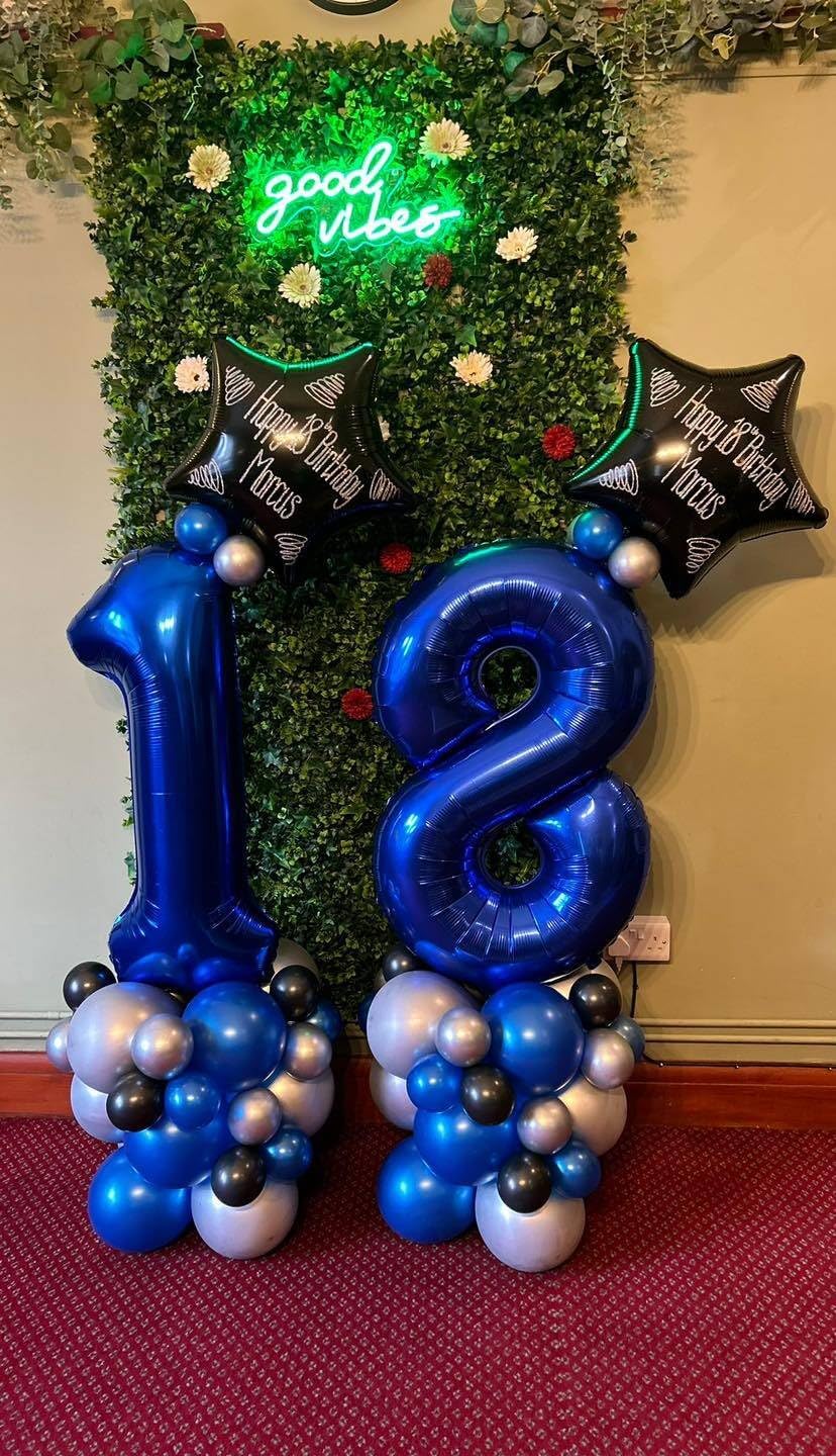 Number 2 Balloon by Night Blue - 40 Inch Sparkling Decoration for 2nd Birthday Parties