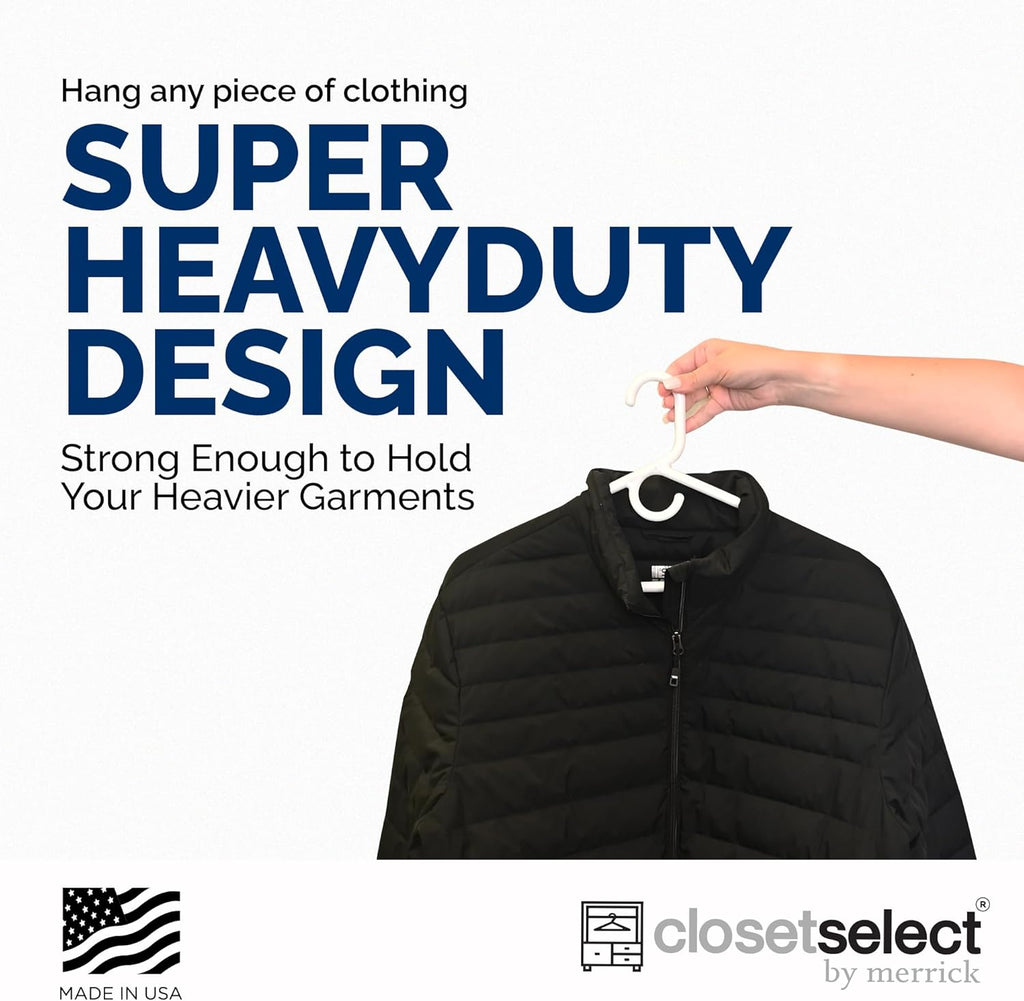 Super Heavy Duty Plastic Hangers by [Brand Name] - Made in USA | 24 Pack of White Heavyweight Hangers