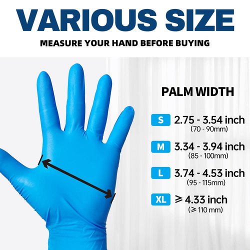 Beastek Blue Nitrile Exam Gloves, 4 mil Powder-Free Latex-Free Non-Sterile Food Safe Disposable Medical Glove, 100 Pcs (Large)