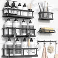 YASONIC Shower Caddy - 100% Rustproof Adhesive Organizer with Soap Holder | 6 Pack Large Capacity Shelves