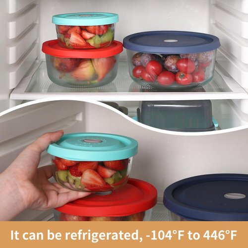 Replacement Lids for Pyrex 7202-PC 1 Cup, Silicone Round Storage Cover Lid for Anchor Hocking Glass Bowl 4 Pack with Date Mark