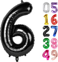 Black Number 6 Balloon - 40 Inch Giant Foil Balloon for 6th Birthday Party Decorations