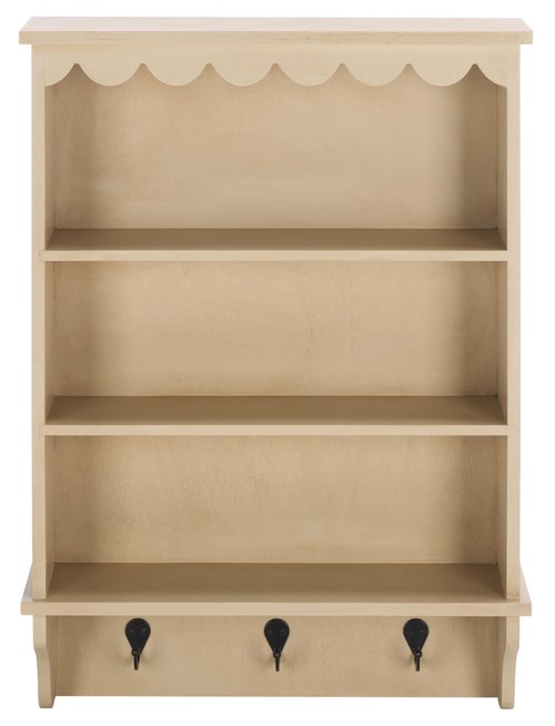 SAFAVIEH Home Collection Haven Natural Brown 3-Hook 3-Shelf Wall Mounted Rack (Fully Assembled)