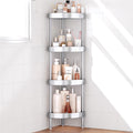 Nieifi Corner Shower Caddy Stand - 4-Tier Rustproof Aluminum Organizer | Height-Adjustable Legs, Silver