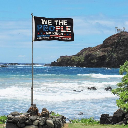 No King No Tyrants Anti Fascist Flag 3x5 FT, We The People Protest Banner for Indoor Outdoor(slogan)