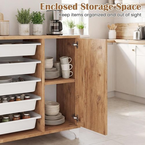 Giantex Buffet Cabinet - Stylish Sideboard with 5 Removable Drawers & Door | Wooden Storage Organizer for Kitchen & Living Room