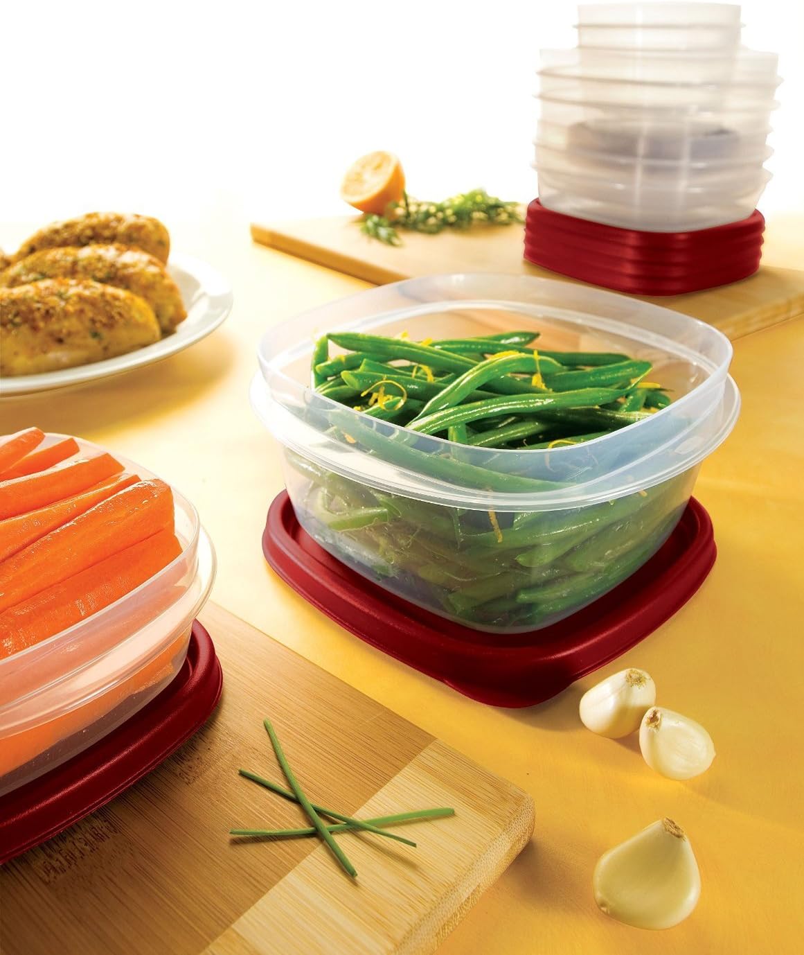 Rubbermaid Easy Find Lids | 18-Piece Food Storage Container Set in Racer Red - Airtight & Stackable