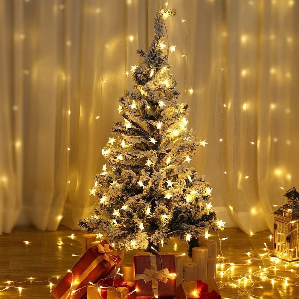 WFGGEH Star Fairy String Lights - 10ft Warm White LED Lights for Birthday & Christmas Decor