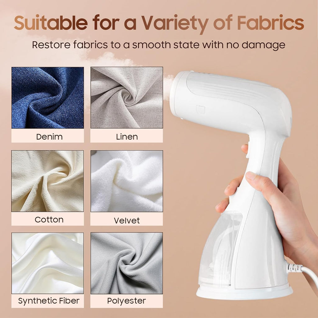 Skiennix Portable Handheld Clothes Steamer - 1350W Rapid Heating, Large-Capacity Wrinkle Remover for Travel