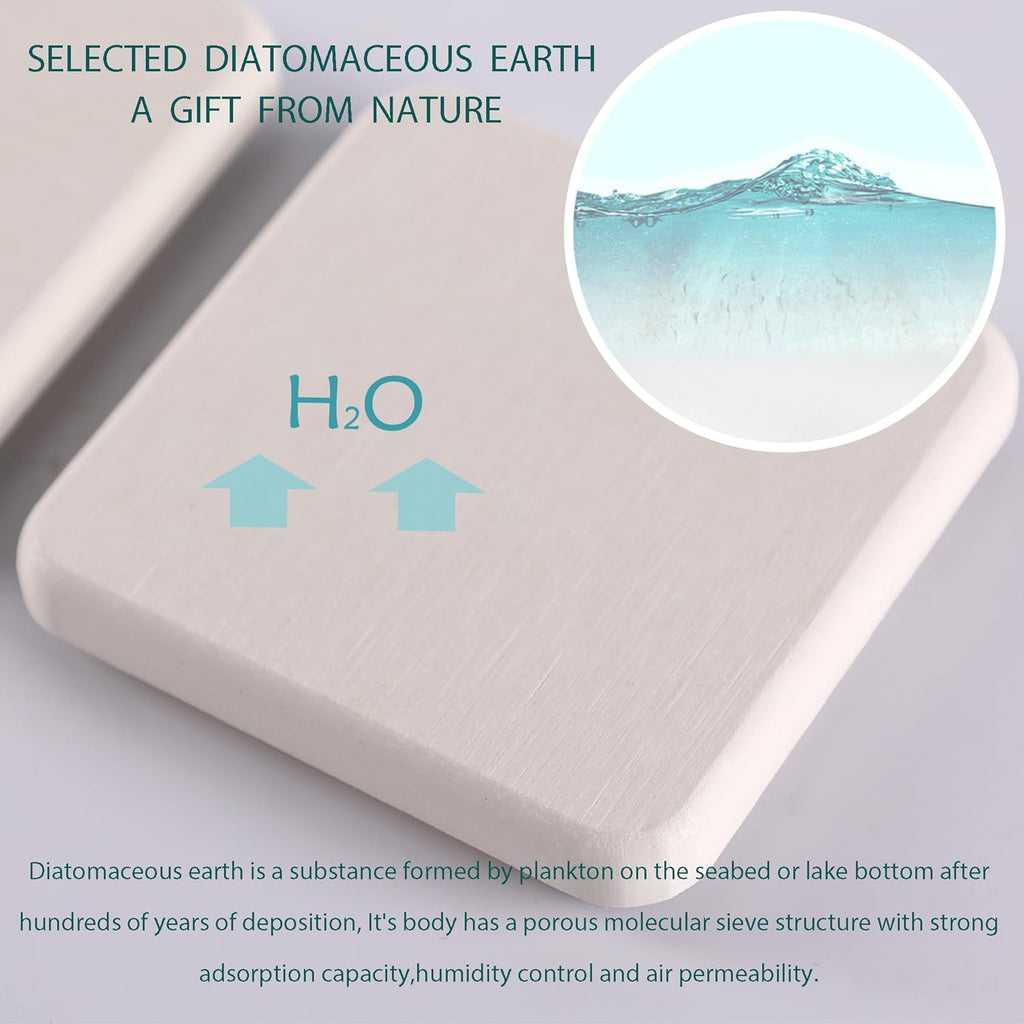 NiuYichee Water Absorbing Stone Trays - Stylish Diatomite Soap Dish for Kitchen & Bathroom | 3.15" W x 8.7" L, White