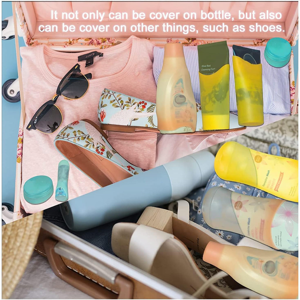 TRANOMOS Silicone Bottle Covers - Travel Essentials for Men & Women | Leak-Proof, Compact Size for Beach & Cruise