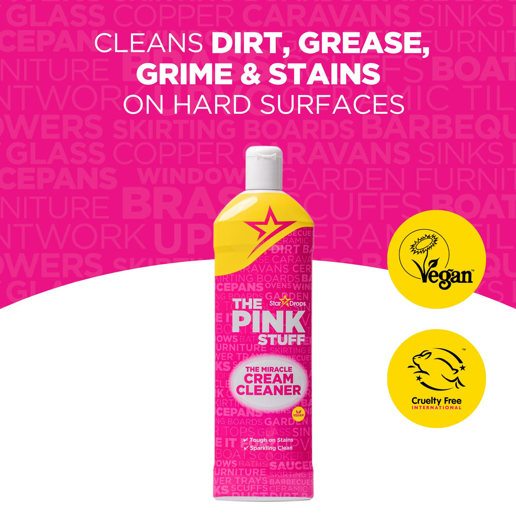Stardrops The Pink Stuff Miracle Cleaning Bundle – Multi-Purpose Paste, Spray & Cream Cleaner (3-Pack) – Tough on Stains, Gentle on Surfaces