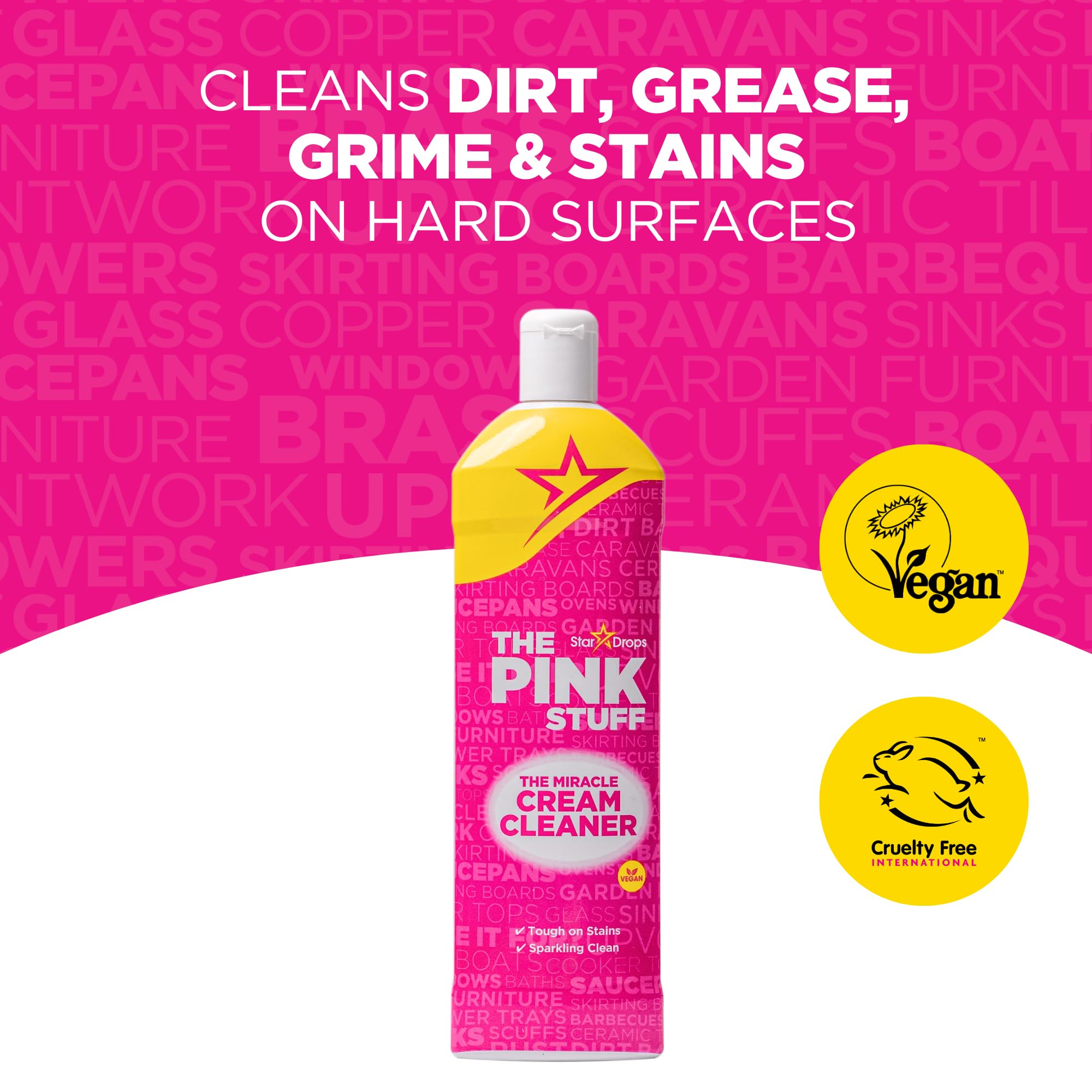 Stardrops The Pink Stuff Miracle Cleaning Bundle – Multi-Purpose Paste, Spray & Cream Cleaner (3-Pack) – Tough on Stains, Gentle on Surfaces